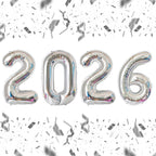 KALOR 32 Inch 2026 Silver Foil Number Balloons – New Year & Graduation Decor