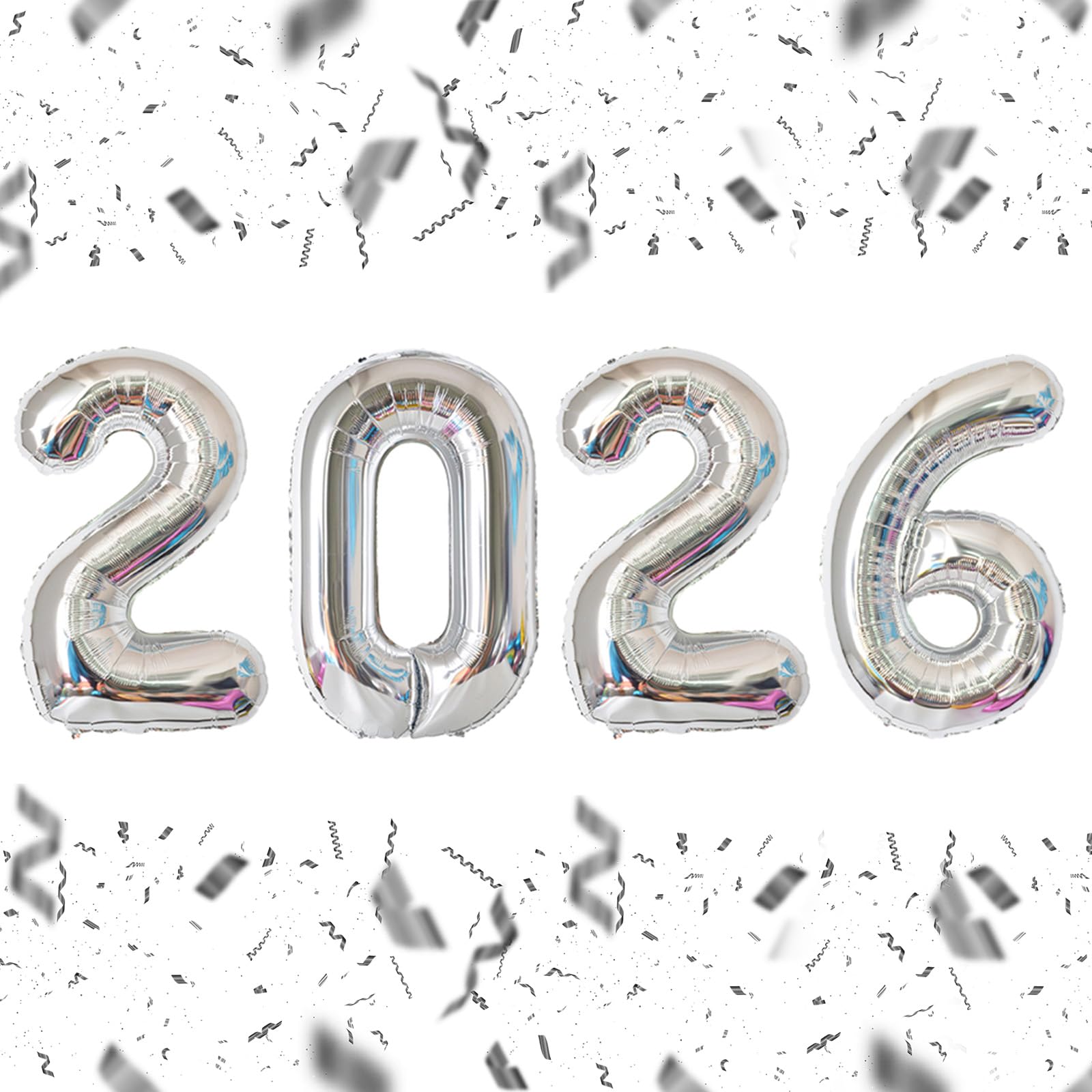 KALOR 32 Inch 2026 Silver Foil Number Balloons – New Year & Graduation Decor