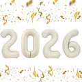 KALOR 32-Inch Cream White 2026 Foil Number Balloons | New Year & Graduation Decor