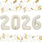 KALOR 32-Inch Cream White 2026 Foil Number Balloons | New Year & Graduation Decor