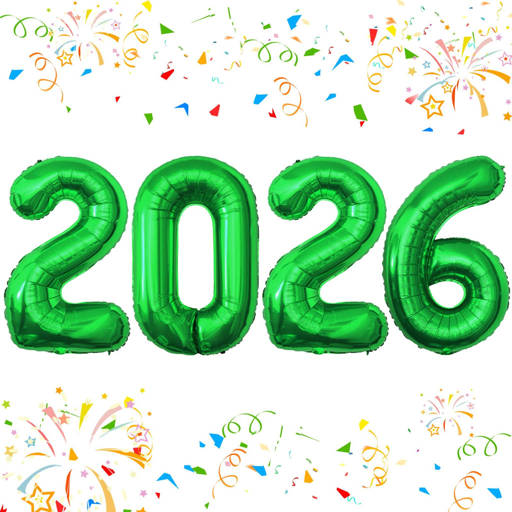 KALOR 42-Inch Green Foil 2026 Balloons | New Year & Graduation Decor