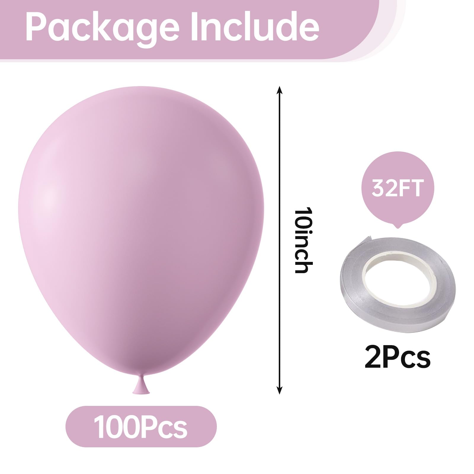 KALOR 10-Inch Pastel Pink Balloons - 100 Pcs Latex Party Balloons for Birthdays & Events
