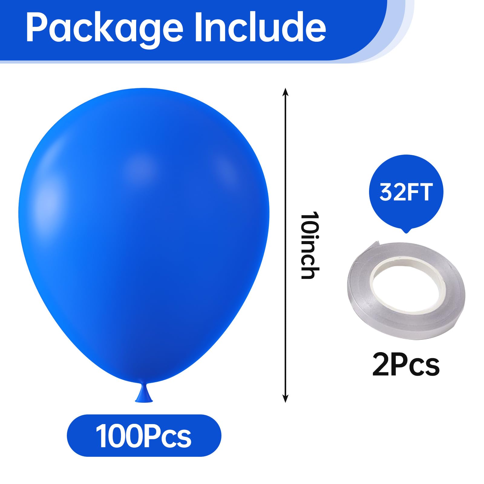 KALOR 10-Inch Dark Blue Latex Balloons — 100 Pcs for Party Decor