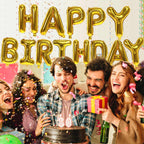 KALOR Gold Happy Birthday Balloons Banner - 16-Inch Mylar Foil Letters