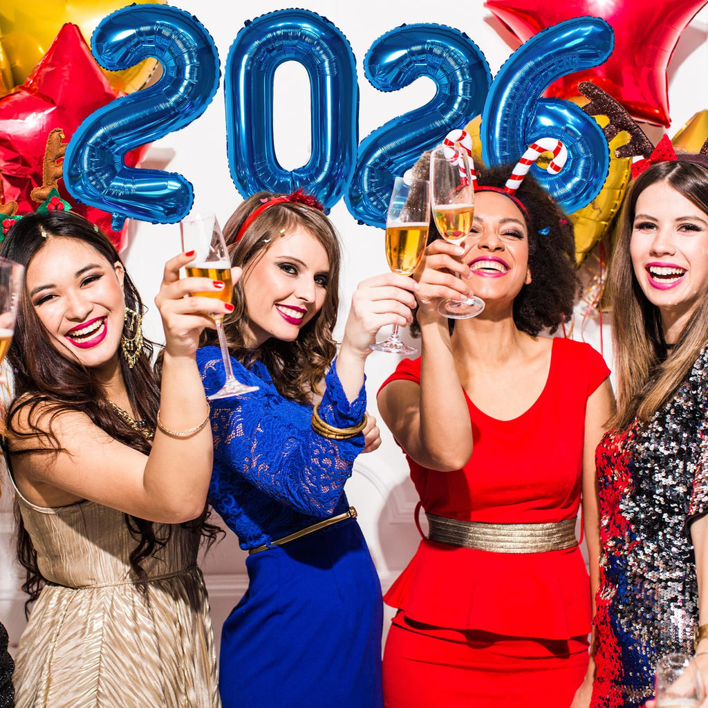 KALOR 16 Inch Blue Foil 2026 Number Balloons – New Year Eve Decor