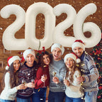 KALOR 32-Inch Cream White 2026 Foil Number Balloons | New Year & Graduation Decor