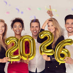 KALOR 16-Inch Gold Foil Number Balloons 2026 - New Year & Graduation Decor