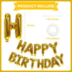 KALOR Gold Happy Birthday Balloons Banner - 16-Inch Mylar Foil Letters