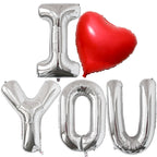 KALOR 42-Inch Silver I You & 42-Inch Red Heart Foil Balloons – Romantic Centerpiece Decor