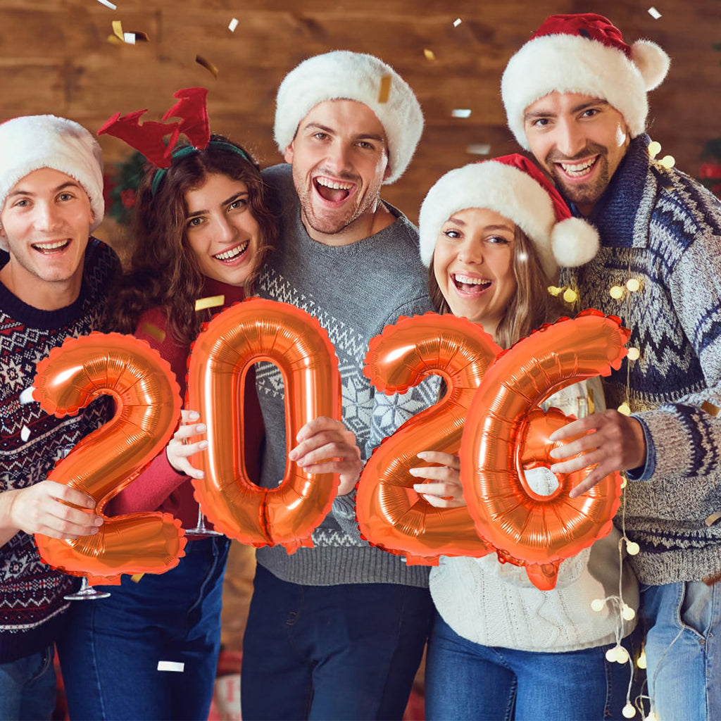KALOR 16-Inch Orange Foil 2026 Balloons – New Year Backdrop & Graduation Party Decor