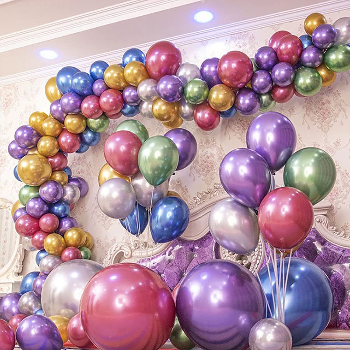 KALOR 10 Inch Metallic Green Balloons – 100-Count Latex Balloons for Party Decor