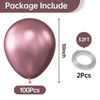 KALOR 10-Inch Metallic Pink Balloons - 100 Pcs Latex for Party Decor