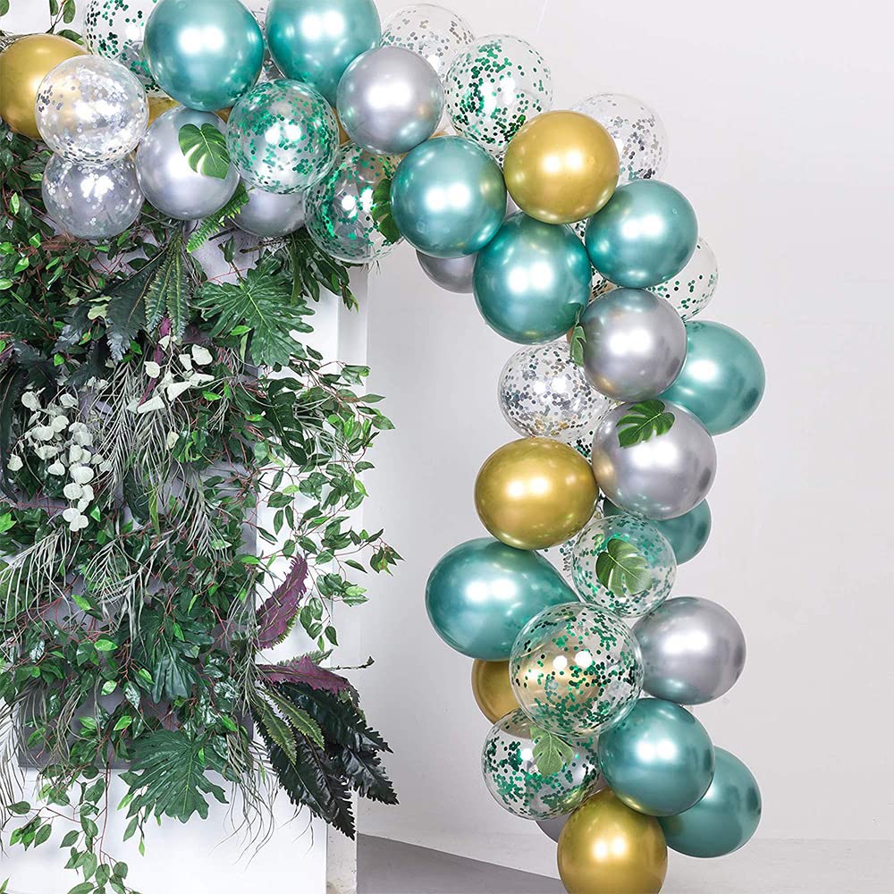 KALOR 10 Inch Metallic Green Balloons – 100-Count Latex Balloons for Party Decor