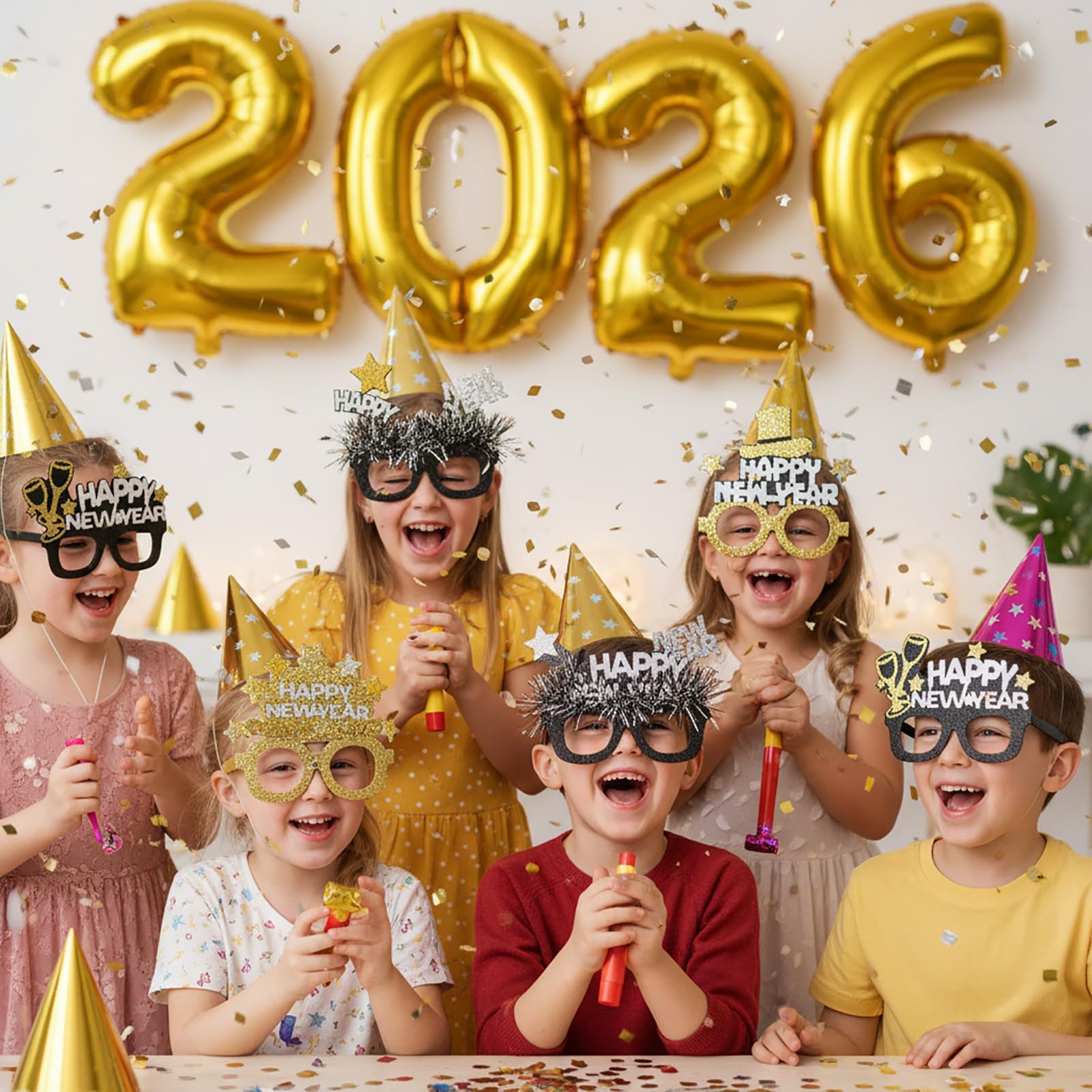 KALOR 16-Inch Gold Foil Number Balloons 2026 - New Year & Graduation Decor