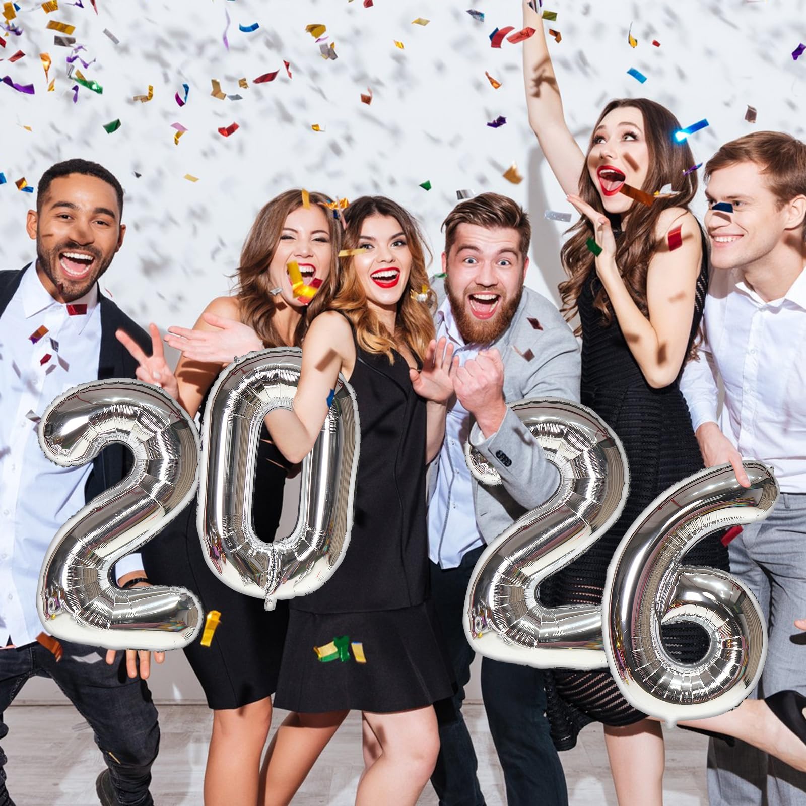 KALOR 16 Inch 2026 Silver Foil Number Balloons – New Year Eve & Graduation Party Decor
