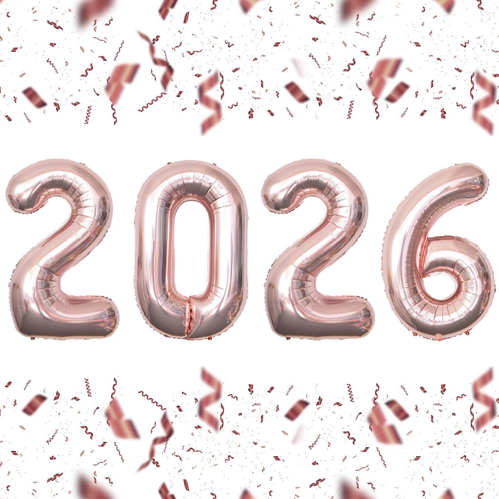 KALOR 32in Rose Gold Foil 2026 Balloons – New Year & Graduation Party Decor