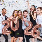 KALOR 16-Inch Rose Gold Foil 2026 Number Balloons – NYE & Graduation Decor