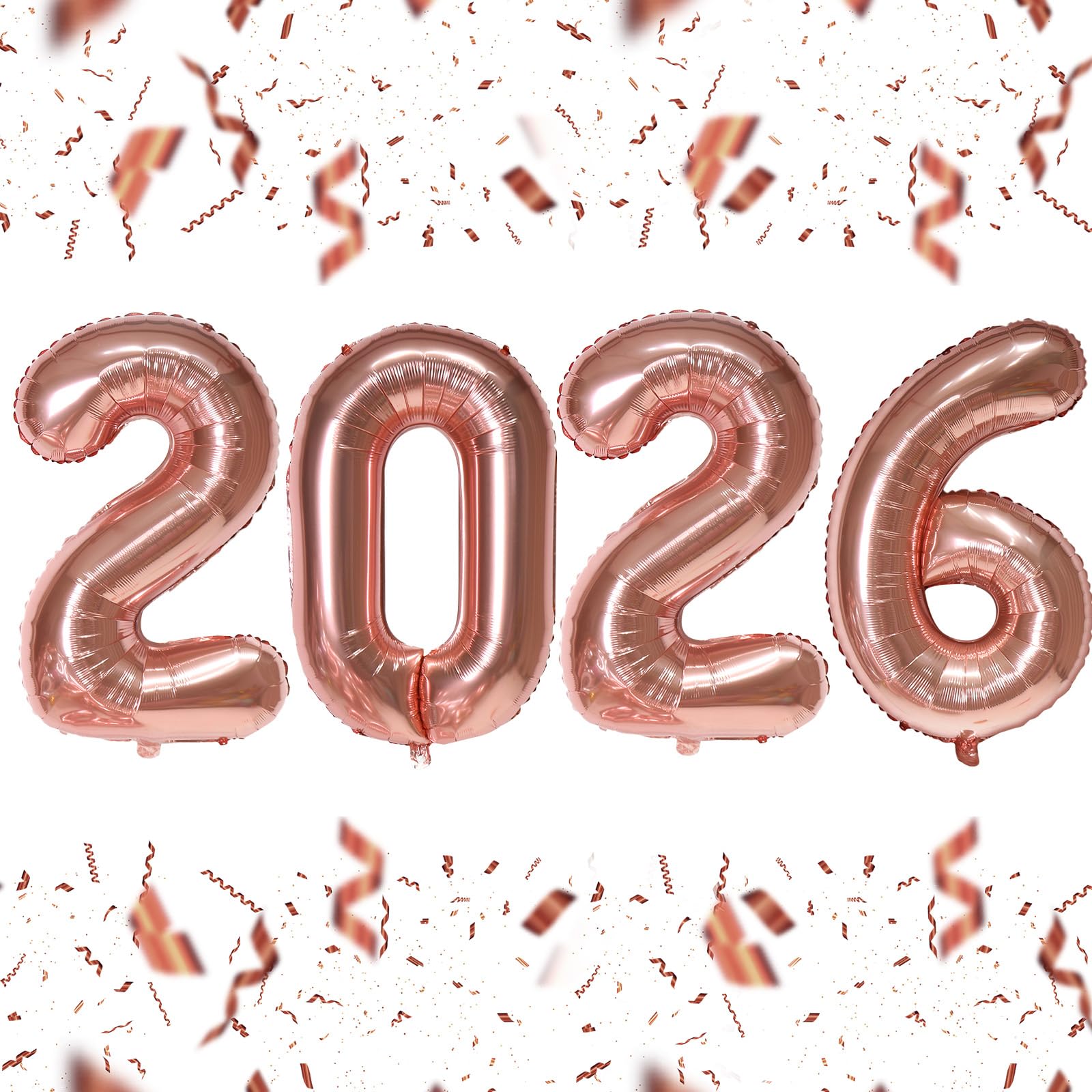 KALOR 16-Inch Rose Gold Foil 2026 Number Balloons – NYE & Graduation Decor
