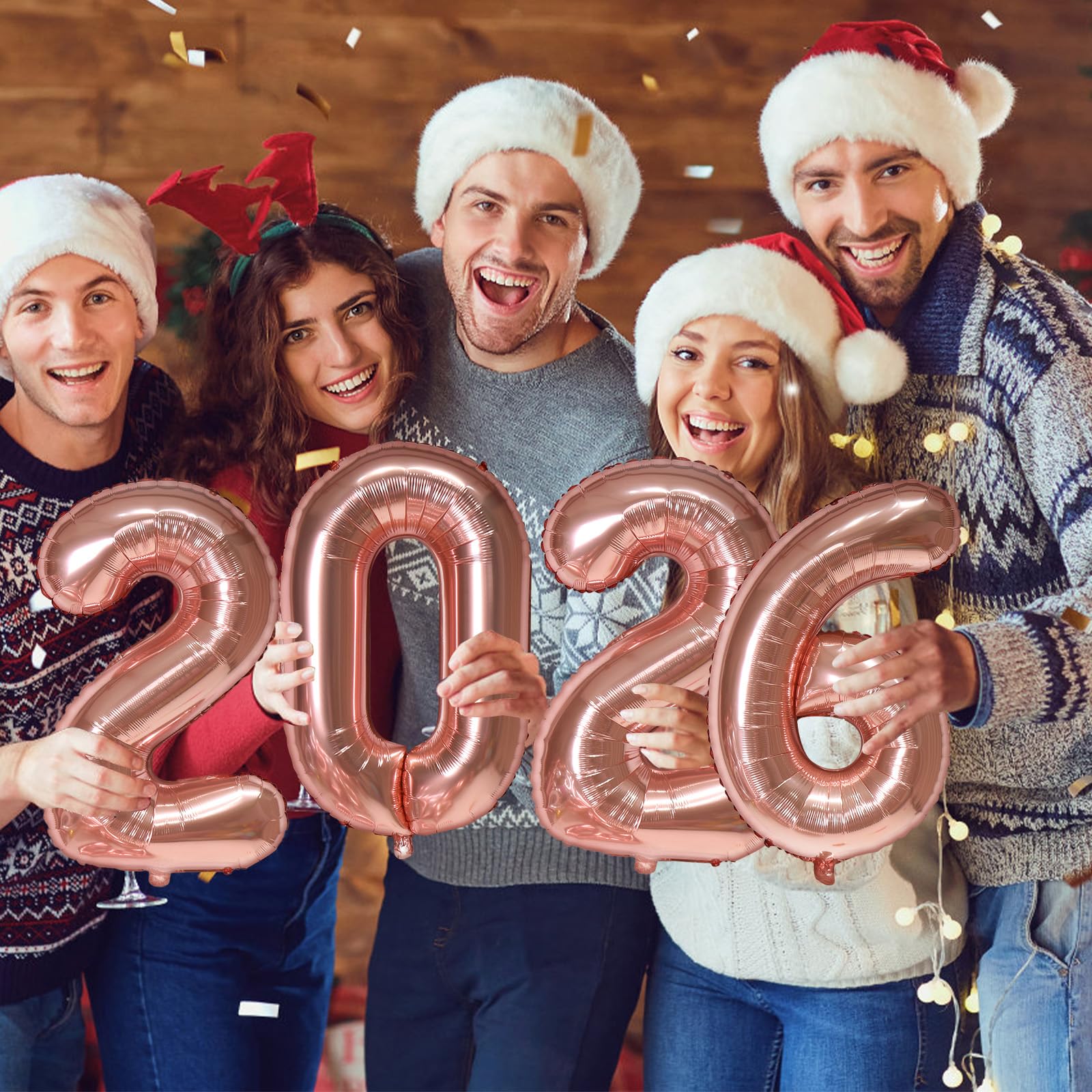 KALOR 16-Inch Rose Gold Foil 2026 Number Balloons – NYE & Graduation Decor