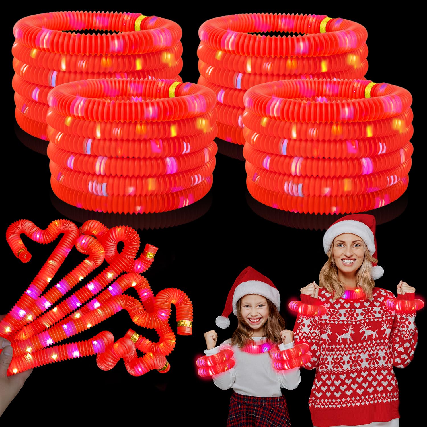 Kannove 24-Pack Red Glow Sticks – LED Party Favors for Kids