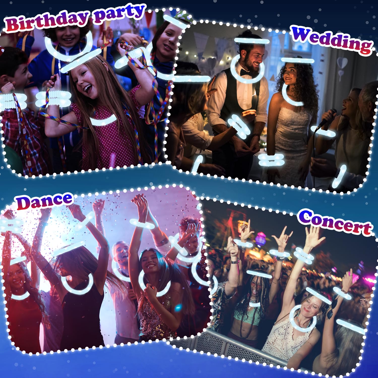 Kannove White Glow Sticks Pack (12–24 pcs) – LED Party Favors for Kids