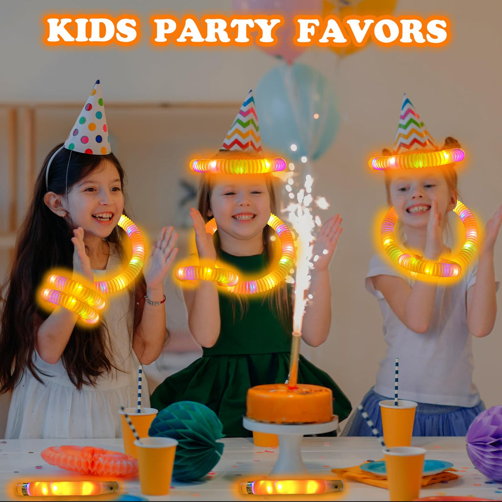 Kannove Orange Glow Sticks Pop Tubes – 24pc Party Favors & Light-Up Accessories