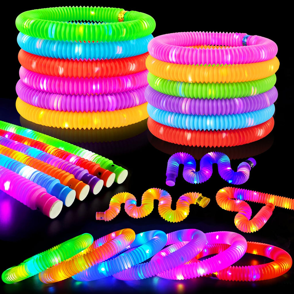 Kannove Glow Sticks Party Favors – 12 Pack Neon Light-Up Necklaces & Bracelets