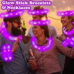 Kannove Purple Glow Sticks Pop Tubes – 24pc Mardi Gras Glow Party Favors, Light-Up Necklaces & Bracelets