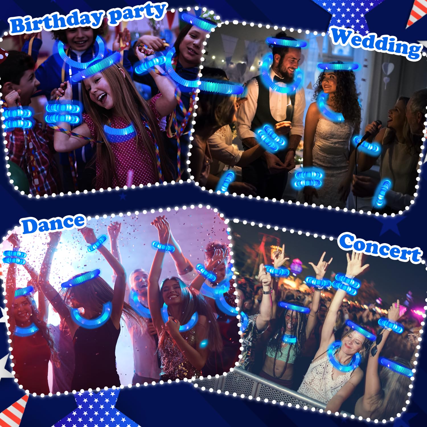 Kannove Blue Glow Sticks – 12 Pcs Light Up Party Tubes for Kids, Prizes, and Fun
