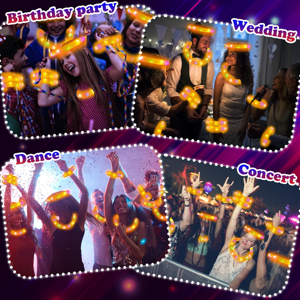 Kannove Orange Glow Sticks Pop Tubes – 12-24 Glow Tubes for Necklaces & Bracelets, Party Favors
