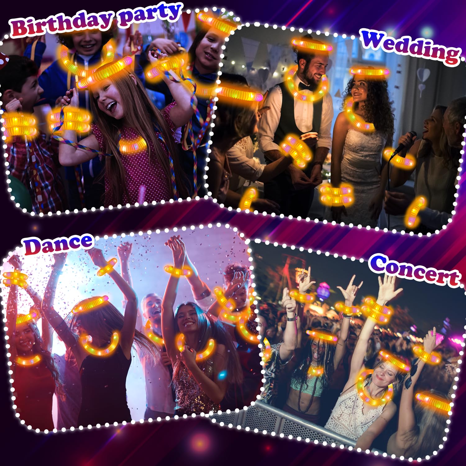 Kannove Orange Glow Sticks Pop Tubes – 12-24 Glow Tubes for Necklaces & Bracelets, Party Favors