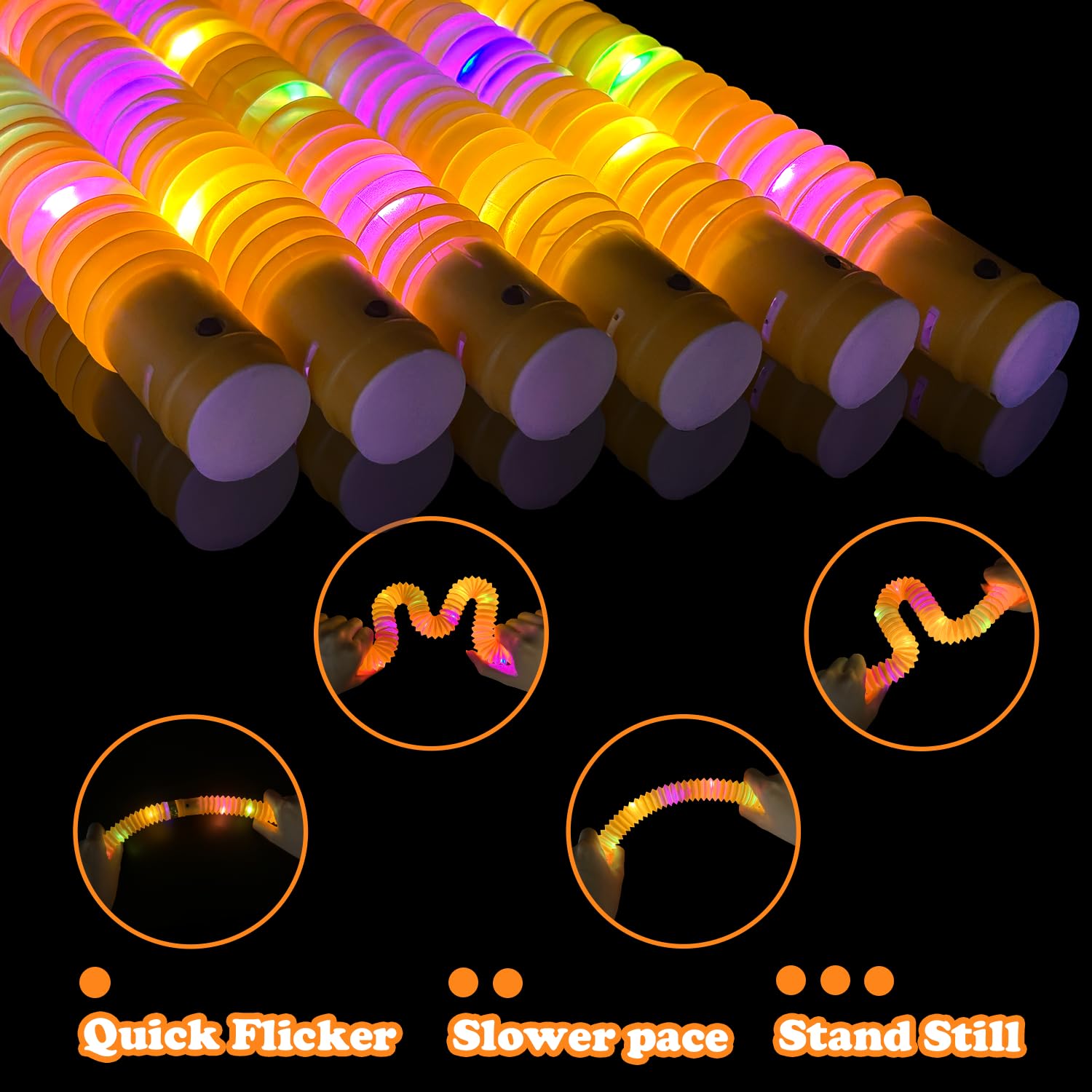 Kannove Orange Glow Sticks Pop Tubes – 12-24 Glow Tubes for Necklaces & Bracelets, Party Favors