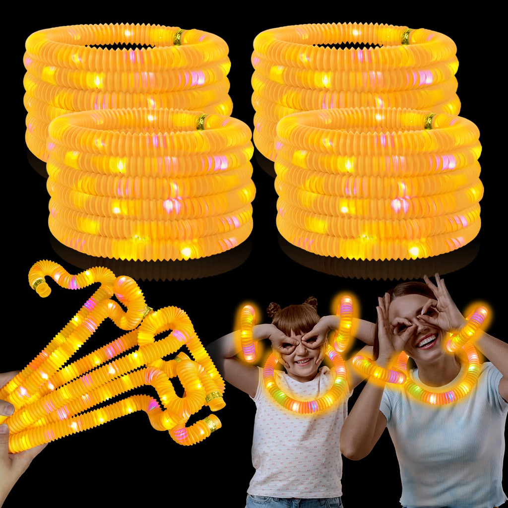 Kannove Orange Glow Sticks Pop Tubes – 12-24 Glow Tubes for Necklaces & Bracelets, Party Favors