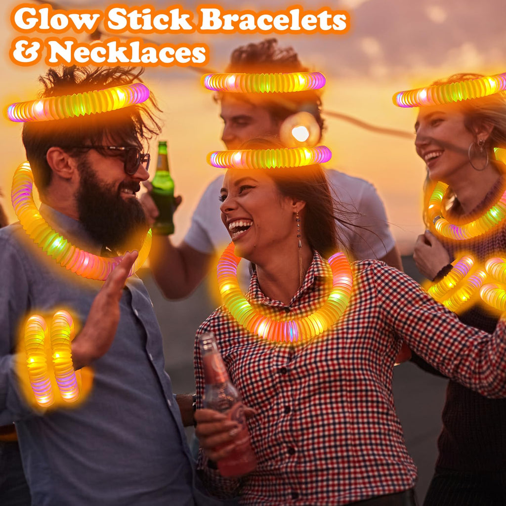 Kannove Orange Glow Sticks Pop Tubes – 12-24 Glow Tubes for Necklaces & Bracelets, Party Favors