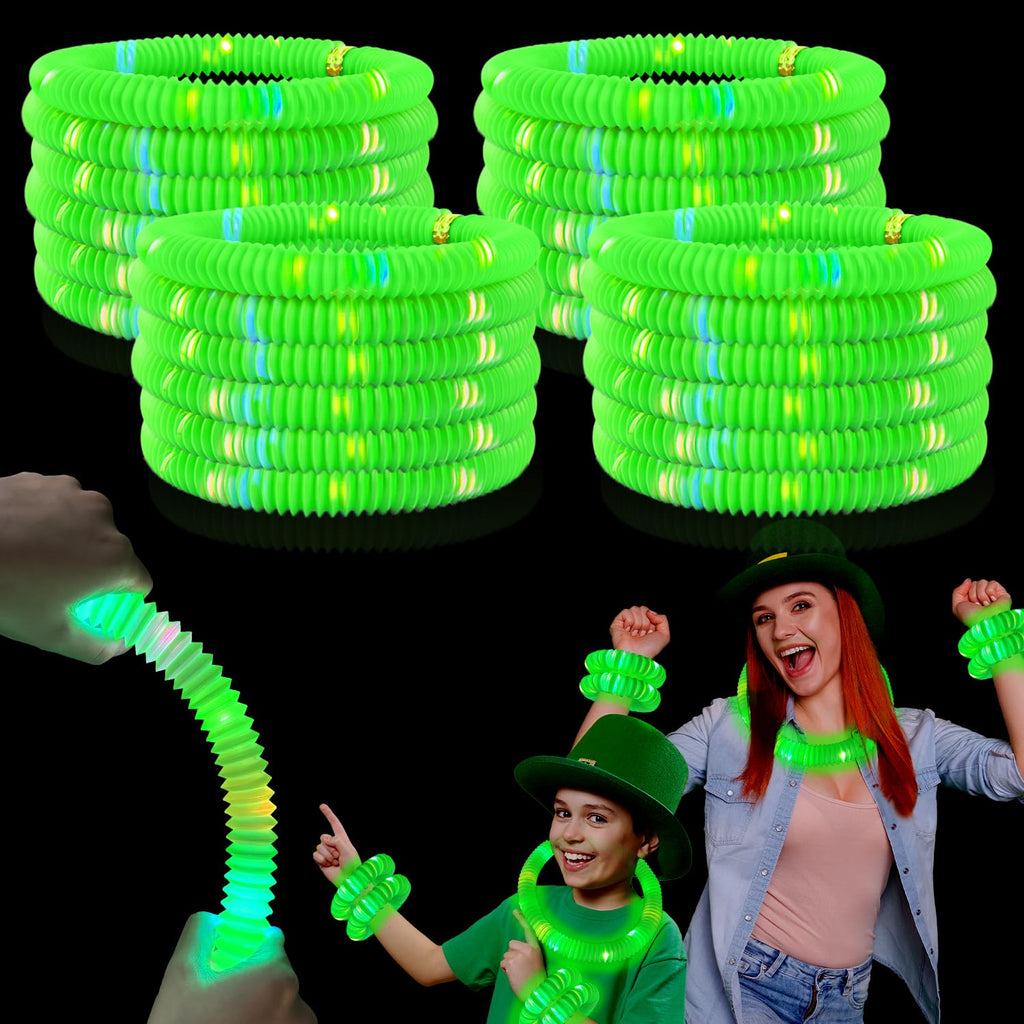 Kannove St Patrick's Green Glow Sticks - 24pc Party Favors & Light-Up Accessories