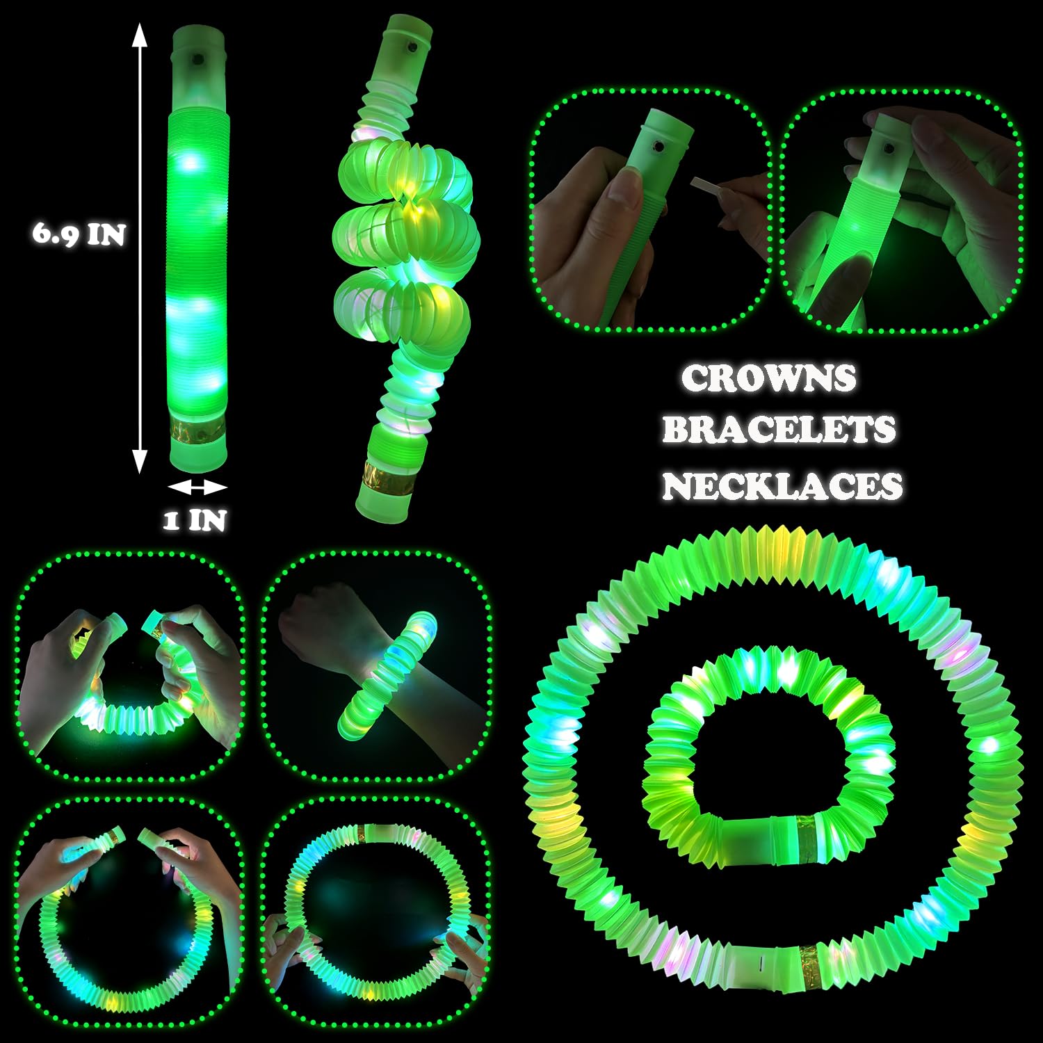 Kannove St Patrick's Green Glow Sticks - 24pc Party Favors & Light-Up Accessories