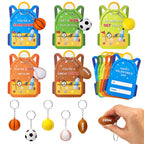 Kannove Valentines Day Cards & 28-Pack Mini Foam Sports Ball Keychains – Classroom Gifts, Party Favors, and Prizes
