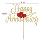Kaoenla Happy Anniversary Cake Topper – Gold Glitter Birthday & Anniversary Party Decoration