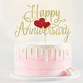 Kaoenla Happy Anniversary Cake Topper – Gold Glitter Birthday & Anniversary Party Decoration