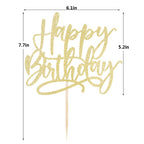Kaoenla Golden Happy Birthday Cake Topper – Handcrafted Glitter Decor (6.1in × 5.2in)
