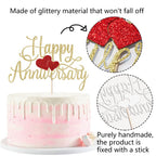 Kaoenla Happy Anniversary Cake Topper – Gold Glitter Birthday & Anniversary Party Decoration
