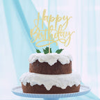 Kaoenla Golden Happy Birthday Cake Topper – Handcrafted Glitter Decor (6.1in × 5.2in)