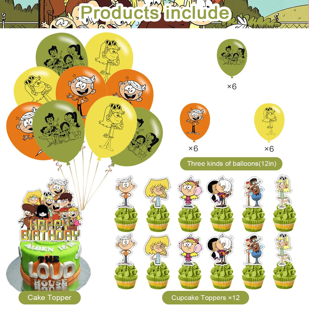 Karg Loud House Birthday Decoration Set – Banner, Cake Toppers & Balloons