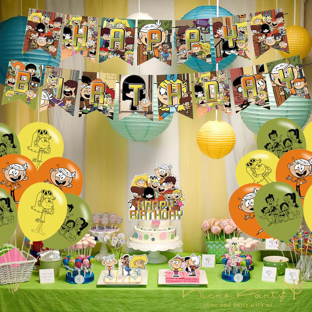 Karg Loud House Birthday Decoration Set – Banner, Cake Toppers & Balloons