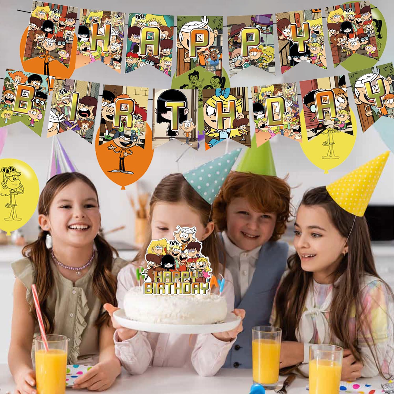 Karg Loud House Birthday Decoration Set – Banner, Cake Toppers & Balloons