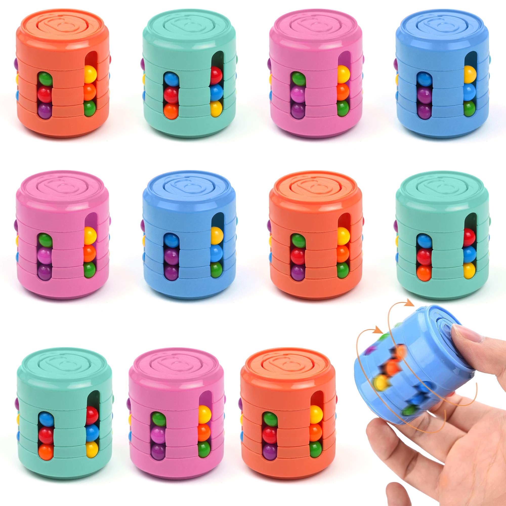 KatchOn Rotating Fidget Toys – 12-Pack Puzzle Spinner Set for Kids & Adults | Bulk Party Favors & Classroom Prizes