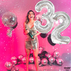 KatchOn Silver 32 Balloon Numbers – Giant 40-Inch Foil Balloons for 32nd Birthday Decorations