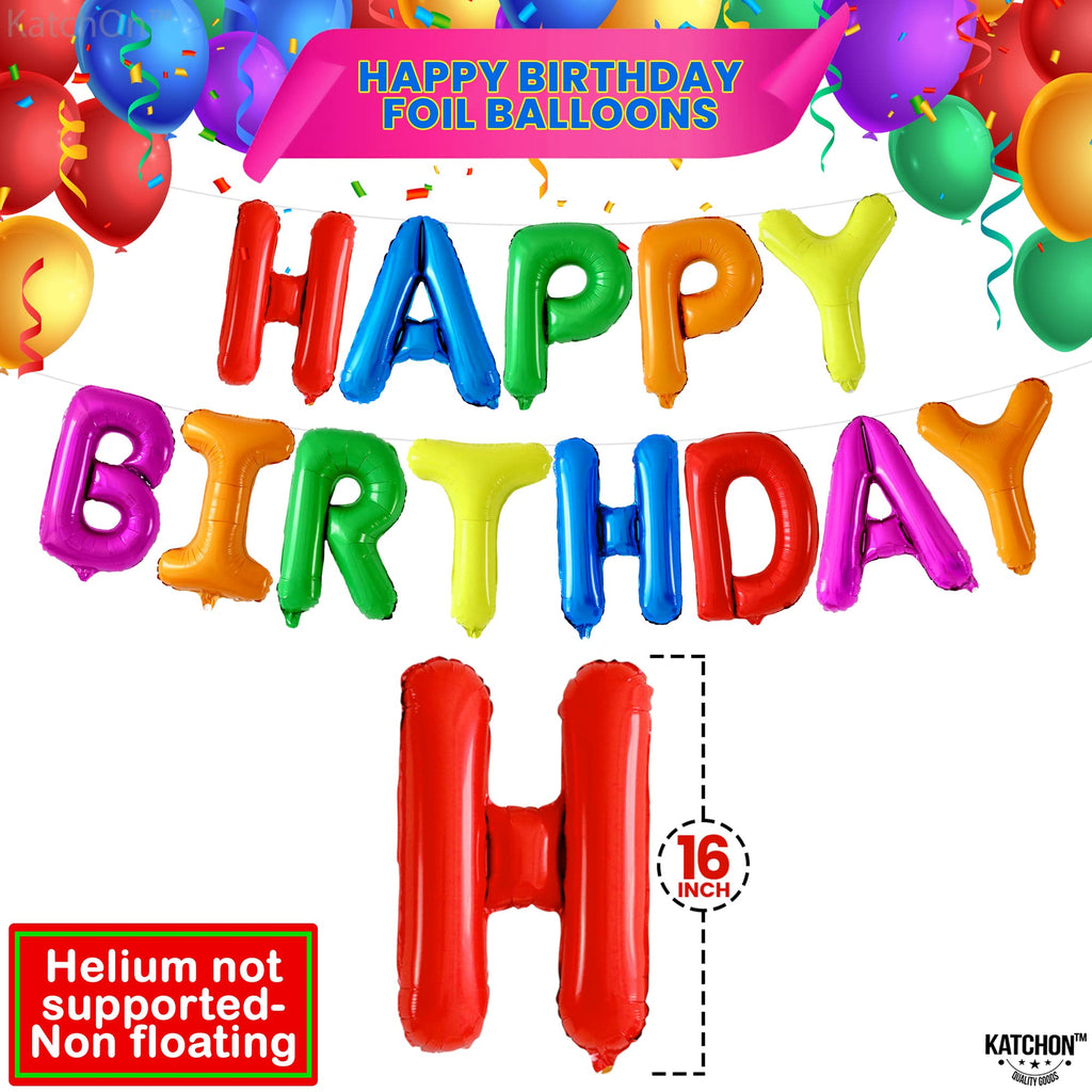KatchOn Rainbow Happy Birthday Foil Balloons Letters - 16 Inch | Birthday Banner & Rainbow Party Decor