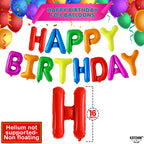 KatchOn Rainbow Happy Birthday Foil Balloons Letters - 16 Inch | Birthday Banner & Rainbow Party Decor