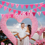 KatchOn Pink Triangle Flags Banner – 40ft Large Pennant Garland for Valentines, Baby Showers & Galentines Decor